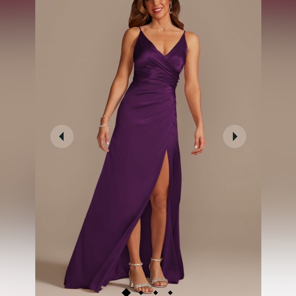 Charmeuse Draped Strappy Dress | David’s Bridal | Plum